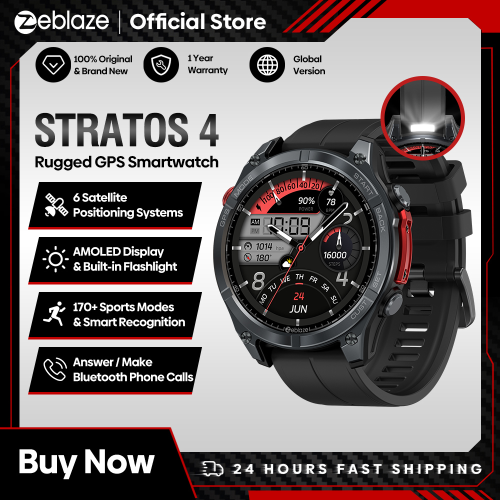NEW Zeblaze Stratos 4 GPS Smar - Altimeter Compass Watch ulasan dan harga