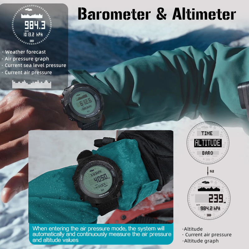 NORTH EDGE APACHE-D Men Free D - Altimeter Compass Watch ulasan dan harga